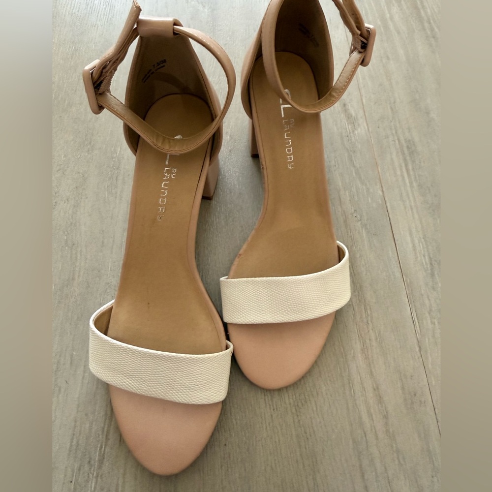 CL laundry cream and nude heels